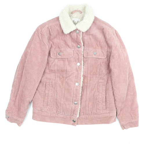 Topshop Women's Pink Corduroy Jacket - Size 6