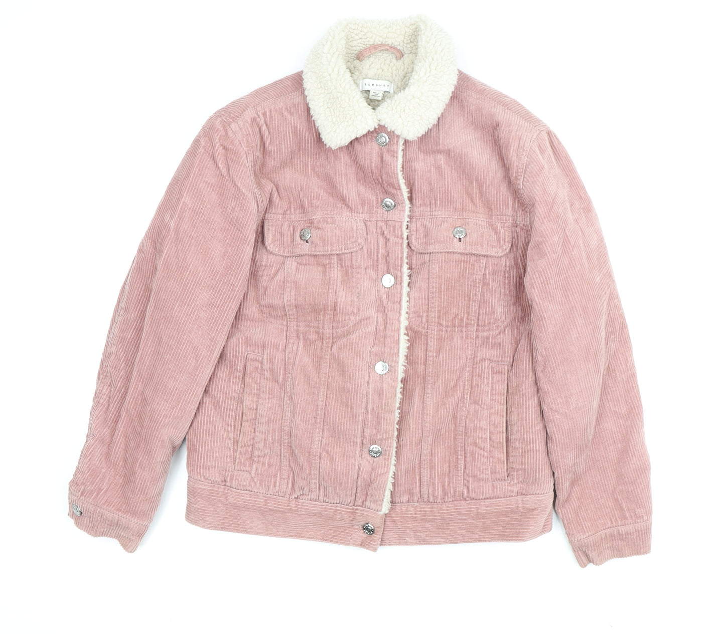 Topshop Women's Pink Corduroy Jacket - Size 6