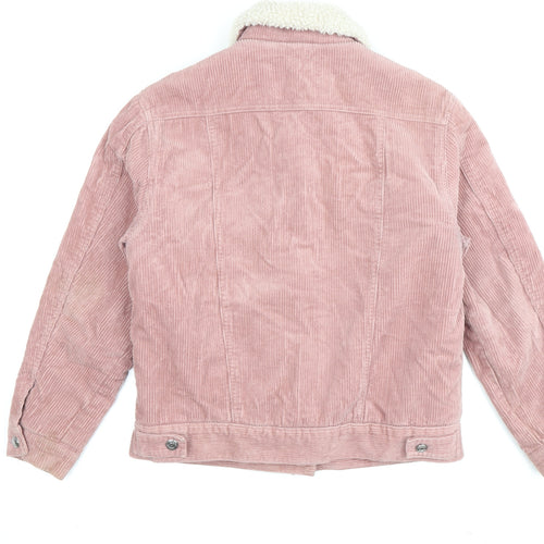 Topshop Women's Pink Corduroy Jacket - Size 6