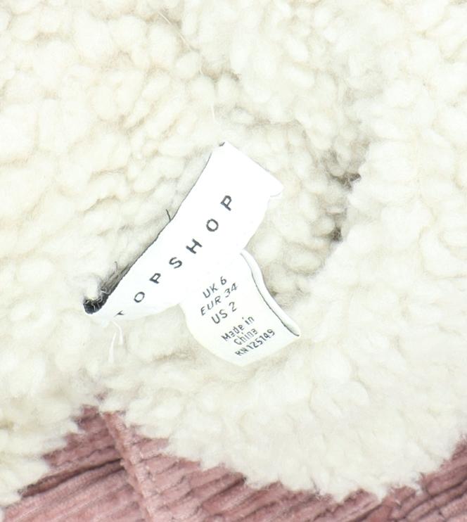 Topshop Women's Pink Corduroy Jacket - Size 6