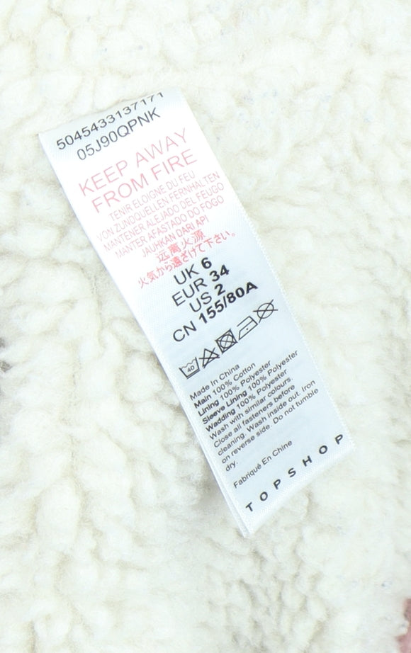 Topshop Women's Pink Corduroy Jacket - Size 6