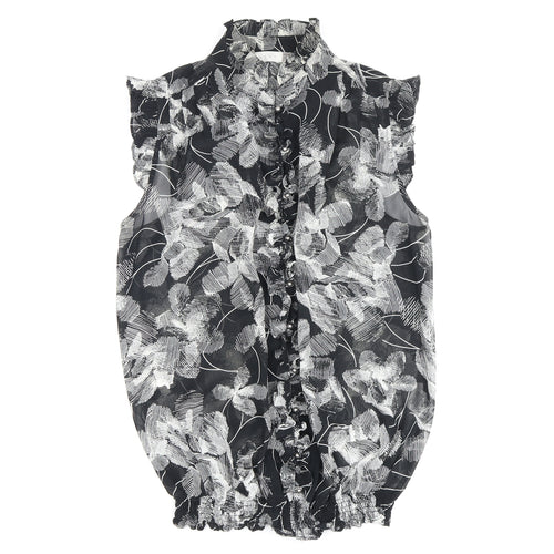 Koton Women's Black Floral Sleeveless Blouse Size 10