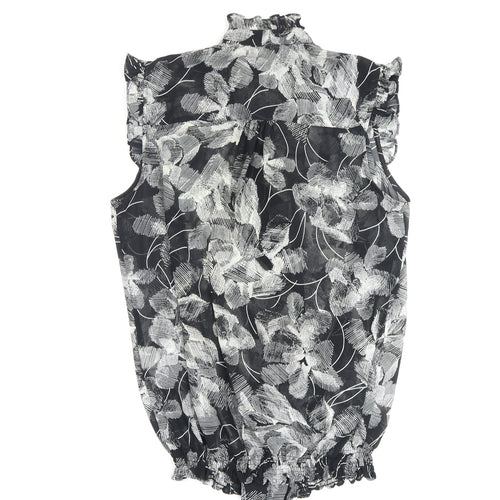 Koton Women's Black Floral Sleeveless Blouse Size 10