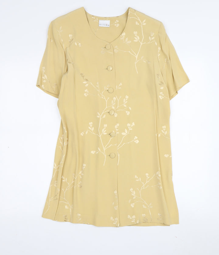 Alexon Women's Yellow Floral Shift Dress Size 8