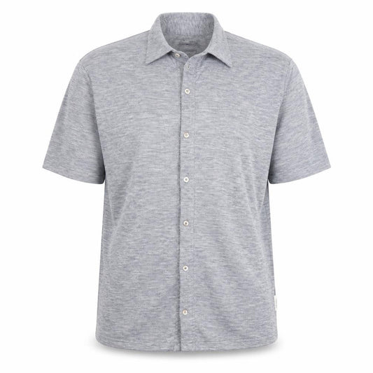 Front view of Kangol Men's Grey Short Sleeve Button-Up Shirt