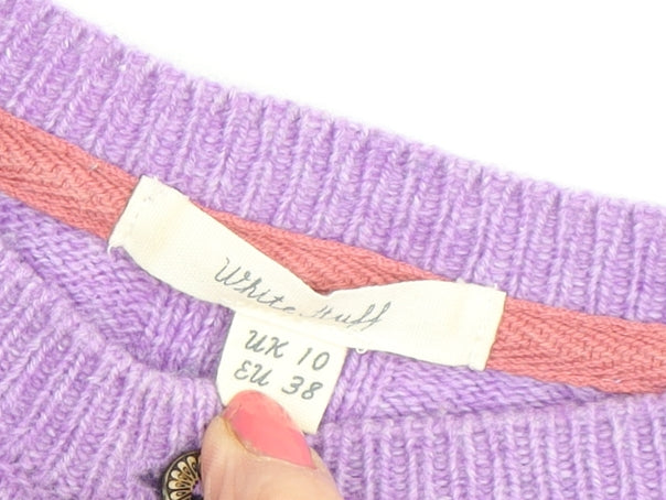 White Stuff Women's Purple Henley Jumper, Size 10