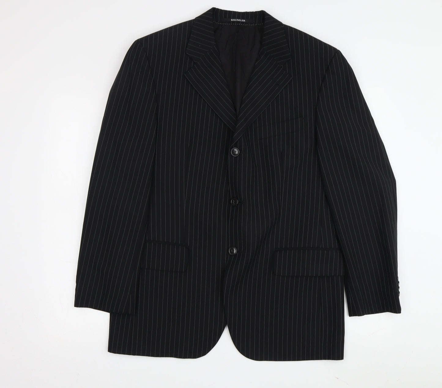 Baumler Men's Black Single Breasted Wool Suit Jacket Size 48