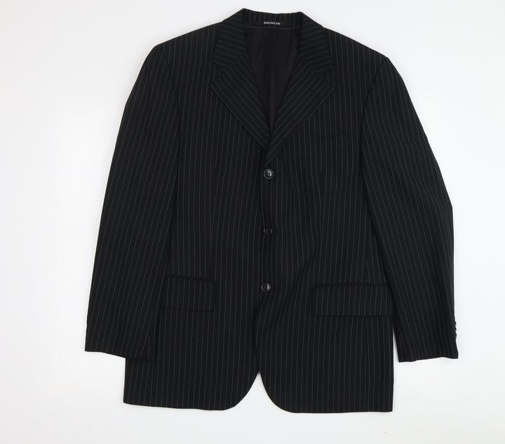 Baumler Men's Black Single Breasted Wool Suit Jacket Size 48