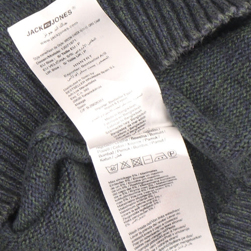 Jack & Jones Men's Green Pullover Jumper, Size S, Casual Knit