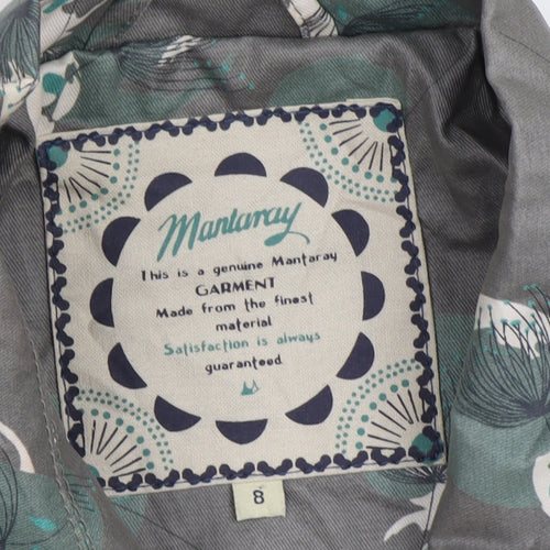 Mantaray Women's Green Floral Rain Coat Jacket Size 8