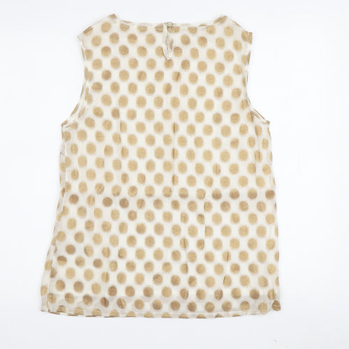 White Stuff Women Beige Polka Dot Blouse Size 10