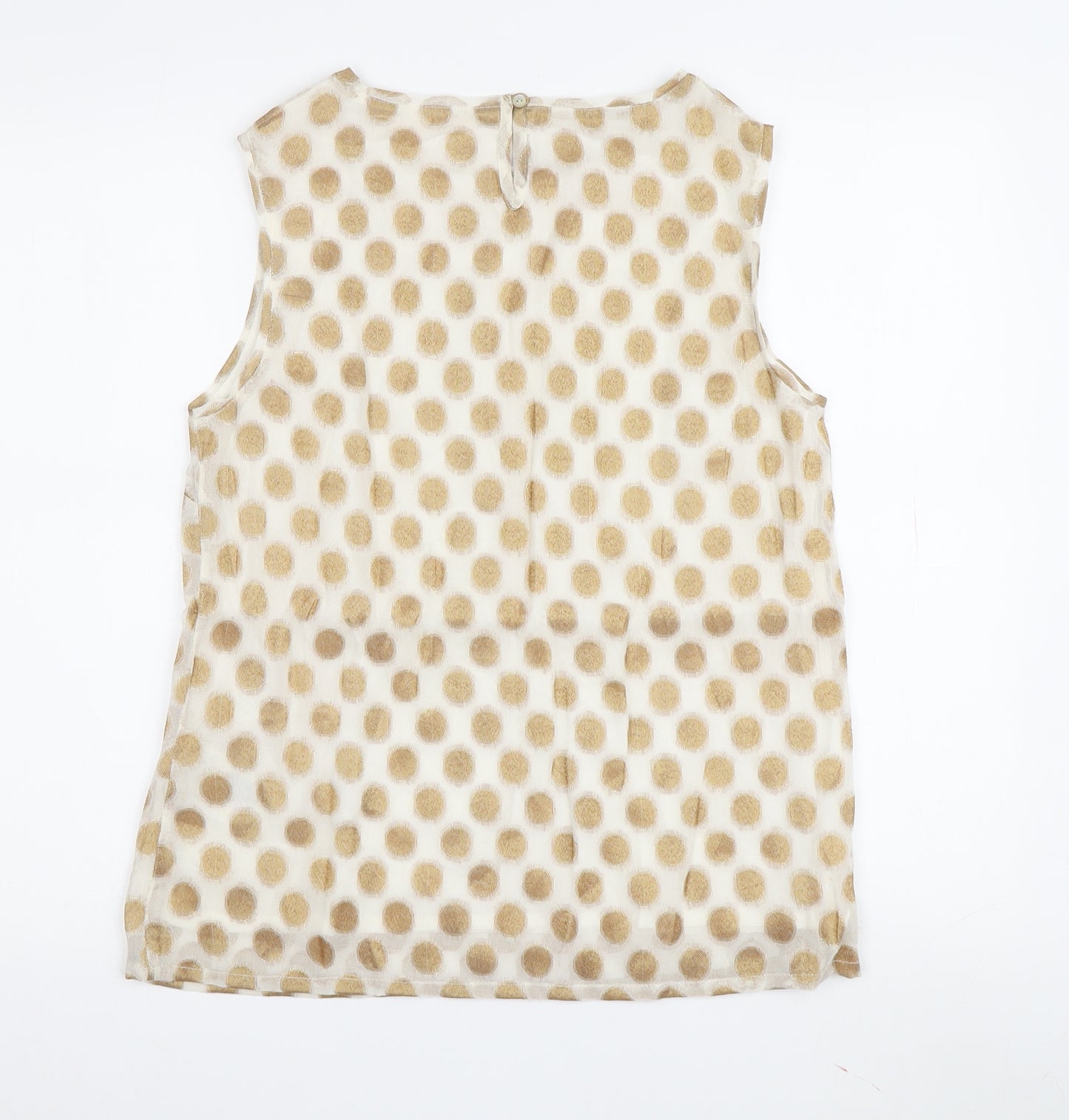 White Stuff Women Beige Polka Dot Blouse Size 10