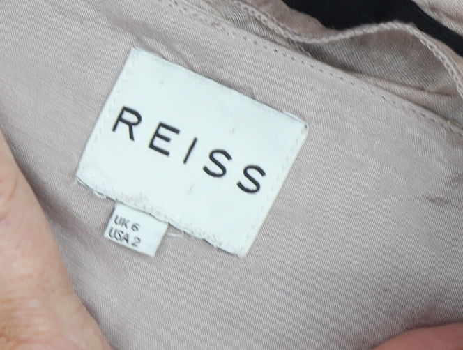 Reiss Women Beige Bodycon Strapless Ruffle Dress