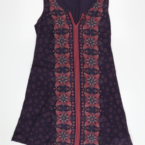 Fat Face Women's Purple Cotton Silk Shift Dress Size 12