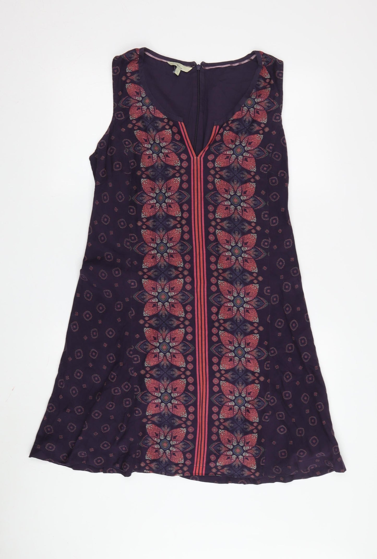 Fat Face Women's Purple Cotton Silk Shift Dress Size 12