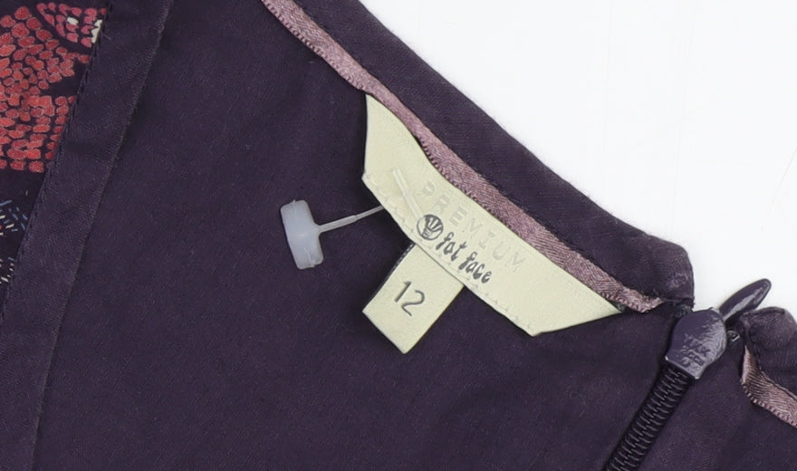 Fat Face Women's Purple Cotton Silk Shift Dress Size 12
