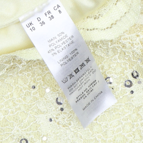 Jacques Vert Women's Yellow Sequin Lace Blouse - Size 10
