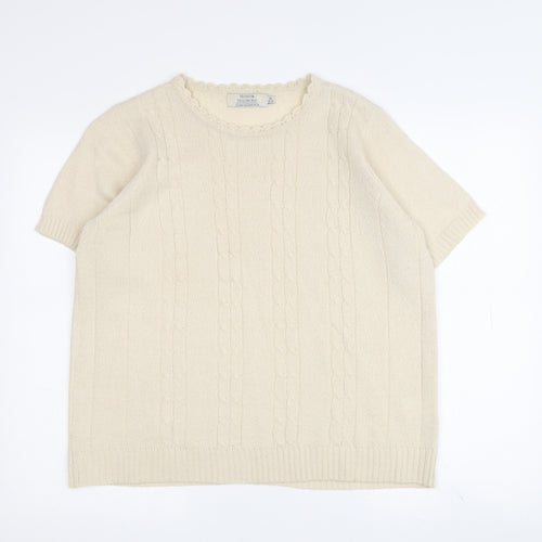 Honor Millburn Women's Ivory Cable-Knit Pullover M