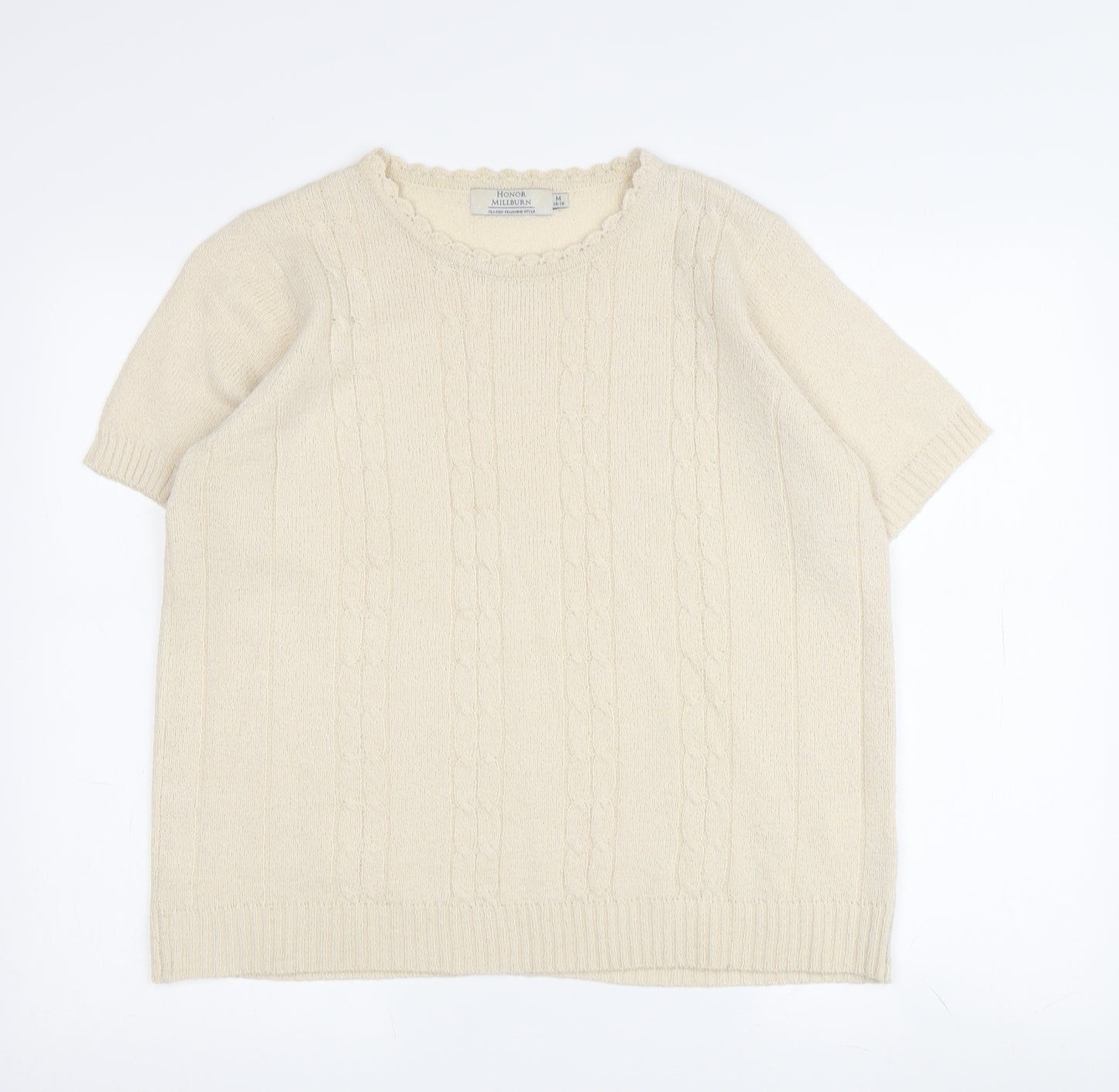 Honor Millburn Women's Ivory Cable-Knit Pullover M