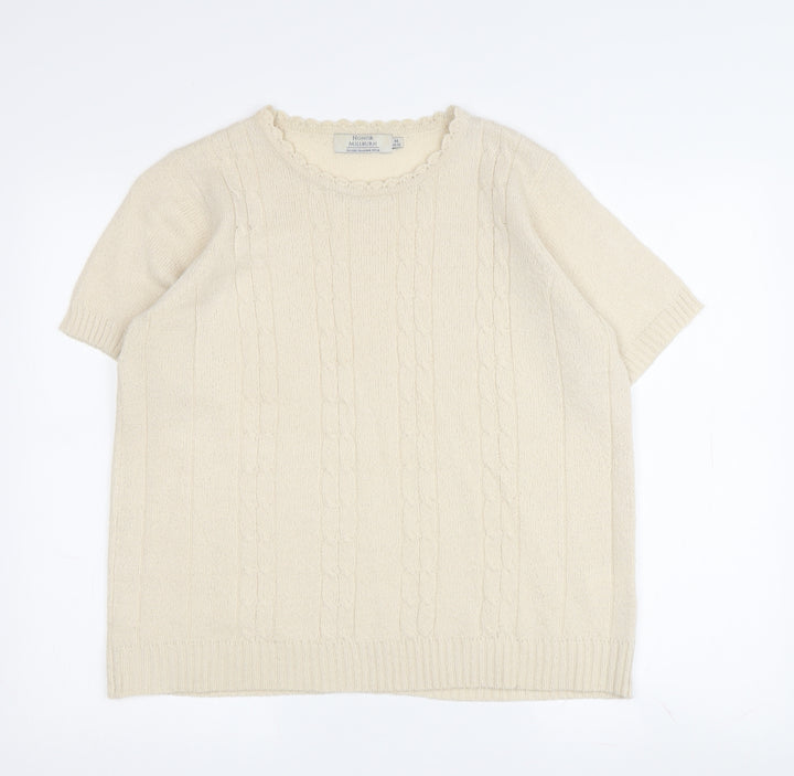 Honor Millburn Women's Ivory Cable-Knit Pullover M