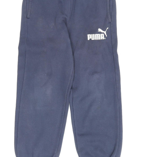Puma Boys Blue Jogger Trousers Cotton Blend Size 8