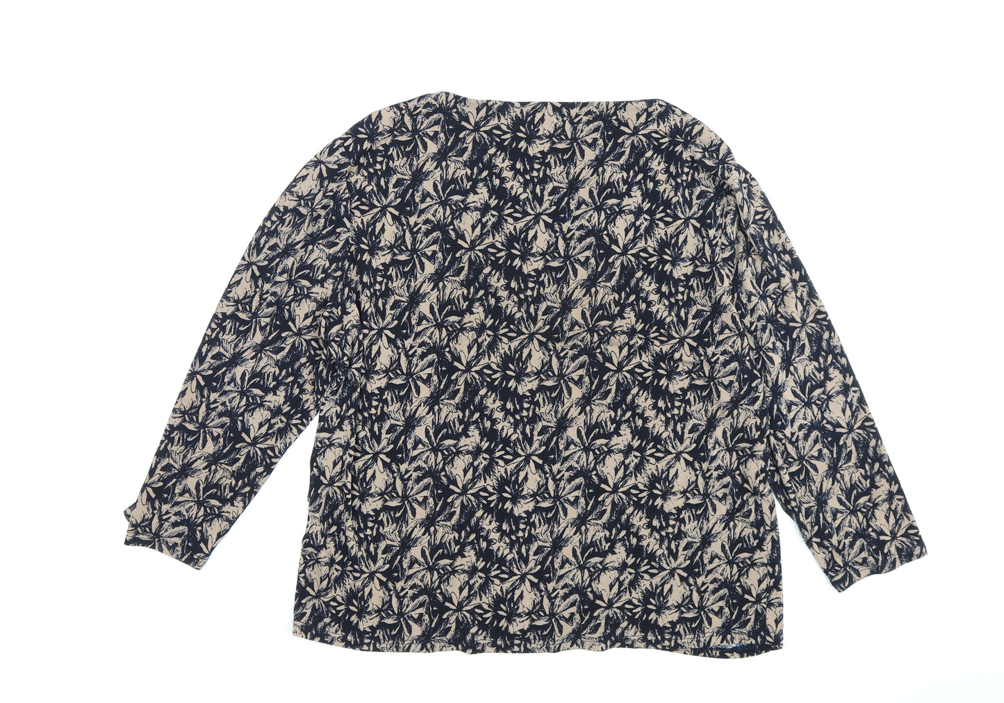 Viyella Women's Blue Beige Floral Cowl Neck Blouse L