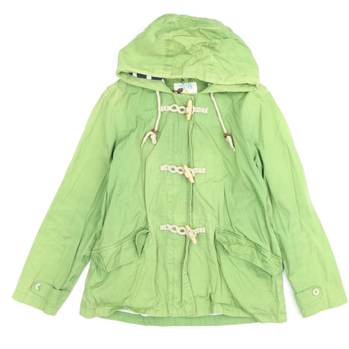 RAIN Women's Green Rain Coat, Hooded, Size 12, Organic Cotton