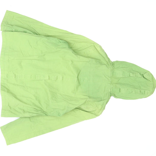 RAIN Women's Green Rain Coat, Hooded, Size 12, Organic Cotton