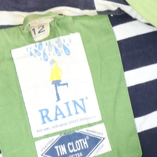 RAIN Women's Green Rain Coat, Hooded, Size 12, Organic Cotton