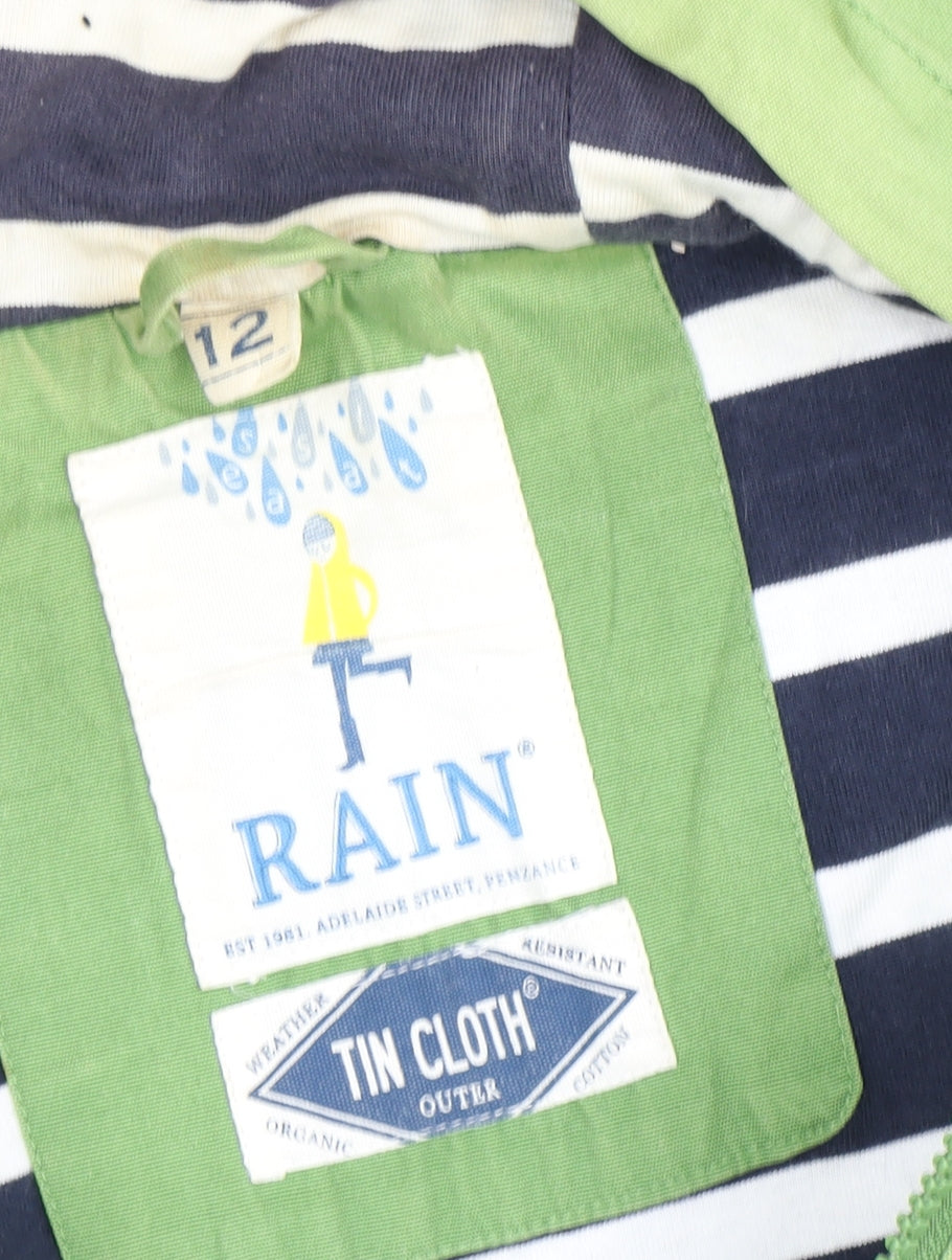 RAIN Women's Green Rain Coat, Hooded, Size 12, Organic Cotton