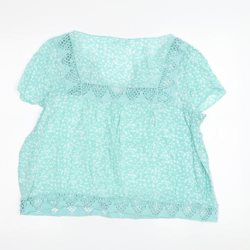 Hush Women Blue Floral Blouse V-Neck Camisole