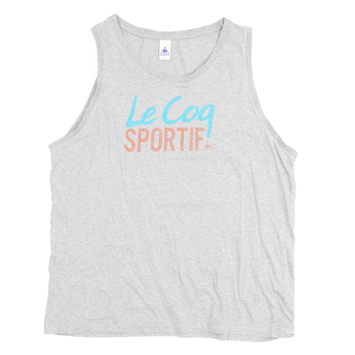 Le Coq Sportif Men's Grey Sleeveless Cotton T-Shirt L