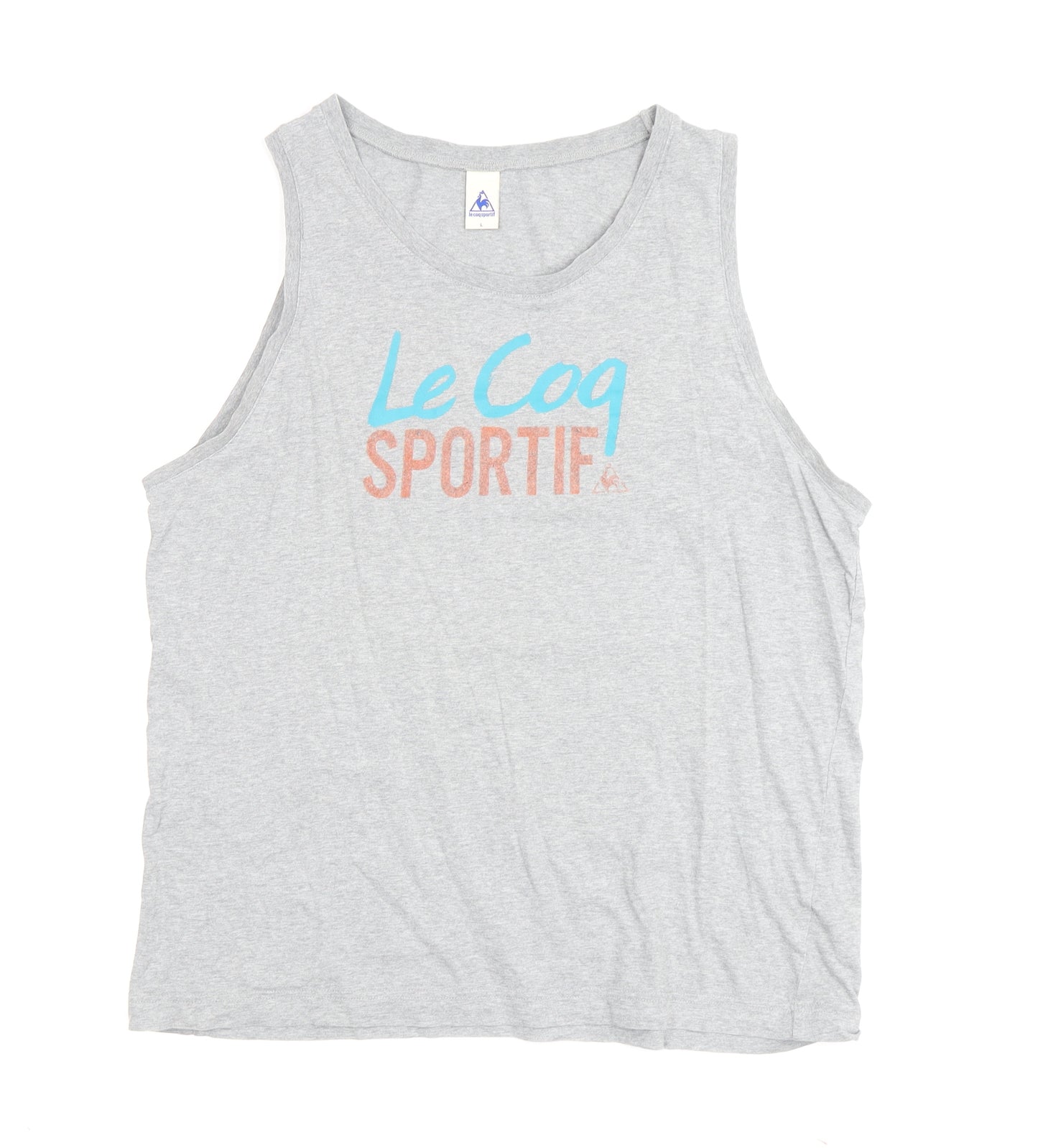 Le Coq Sportif Men's Grey Sleeveless Cotton T-Shirt L
