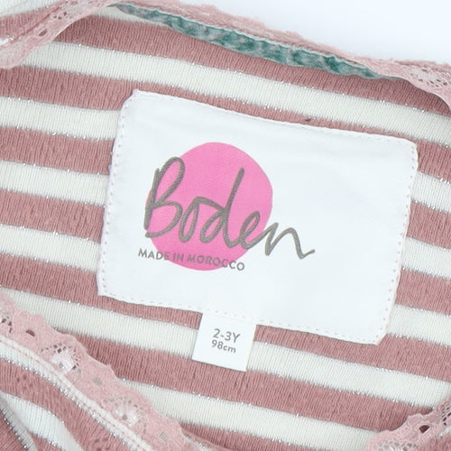 Boden Girls Multicoloured Jumper, Size 2-3, Glitter Stripes