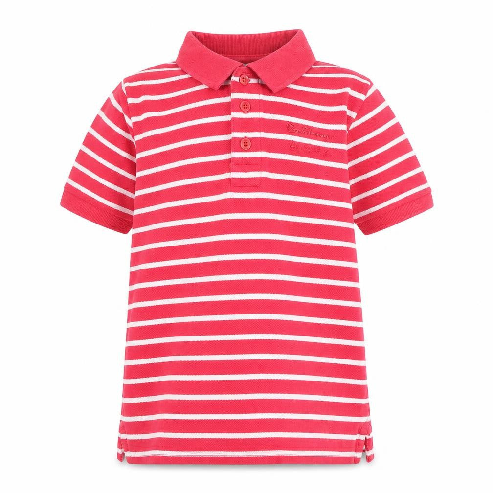 Ben Sherman Boys Red Striped Polo Shirt 8-9 Years Casual Wear