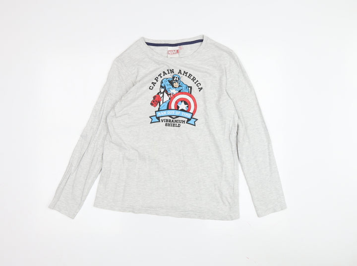 Marvel Boys Grey Captain America Long Sleeve T-Shirt 11-12 Years