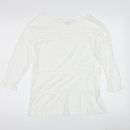 Laura Ashley Women's White 3/4 Sleeve Top