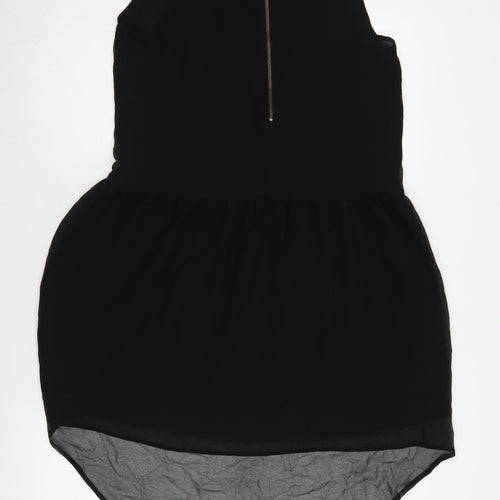 Next Women's Black Beaded Hi-Low Shift Dress Size 14