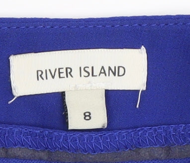 River Island Women's Blue Pleated Long Skirt Size 8