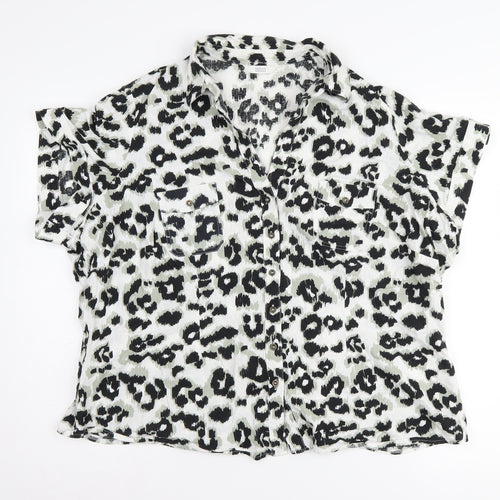 Marks and Spencer Women's Multicoloured Animal Print Button-Up Shirt
