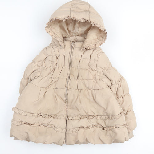 Mintini Baby Beige Hooded Puffer Coat 36M Unisex Winter