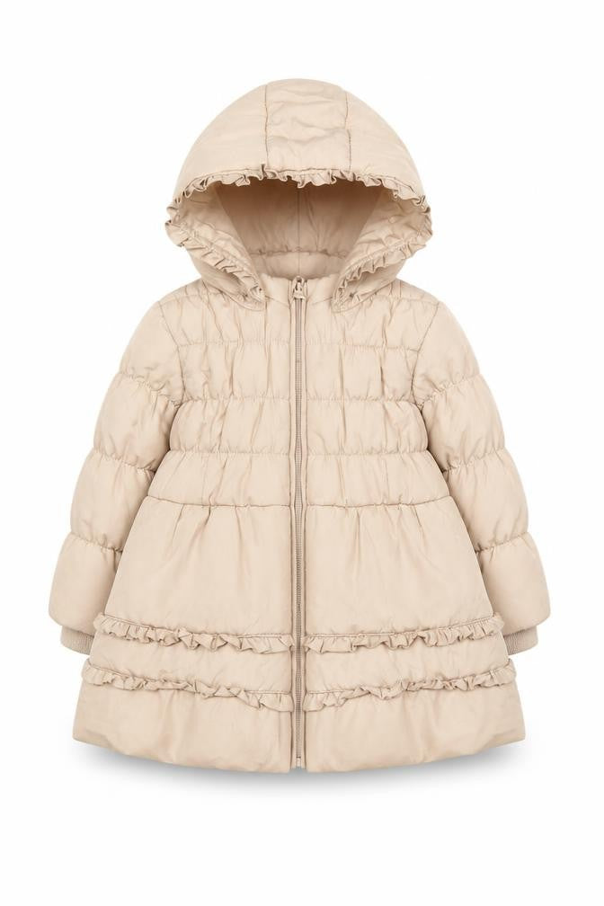Mintini Baby Beige Hooded Puffer Coat 36M Unisex Winter