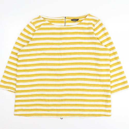 Joules Women's Yellow Striped Full Zip Jumper