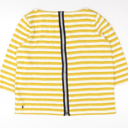Joules Women's Yellow Striped Full Zip Jumper