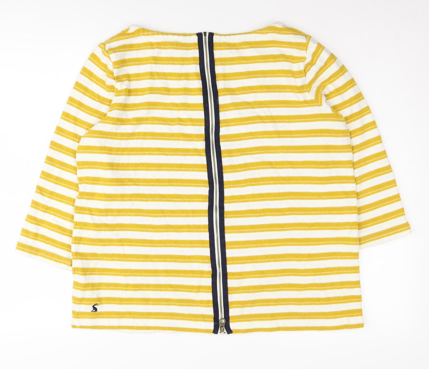 Joules Women's Yellow Striped Full Zip Jumper