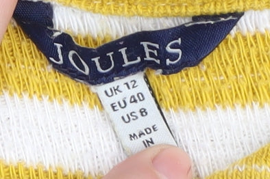 Joules Women's Yellow Striped Full Zip Jumper