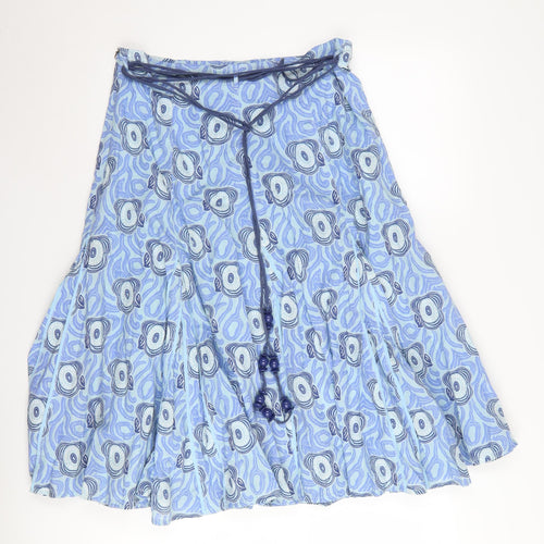 White Stuff Women's Blue A-Line Geometric Skirt, Size 10