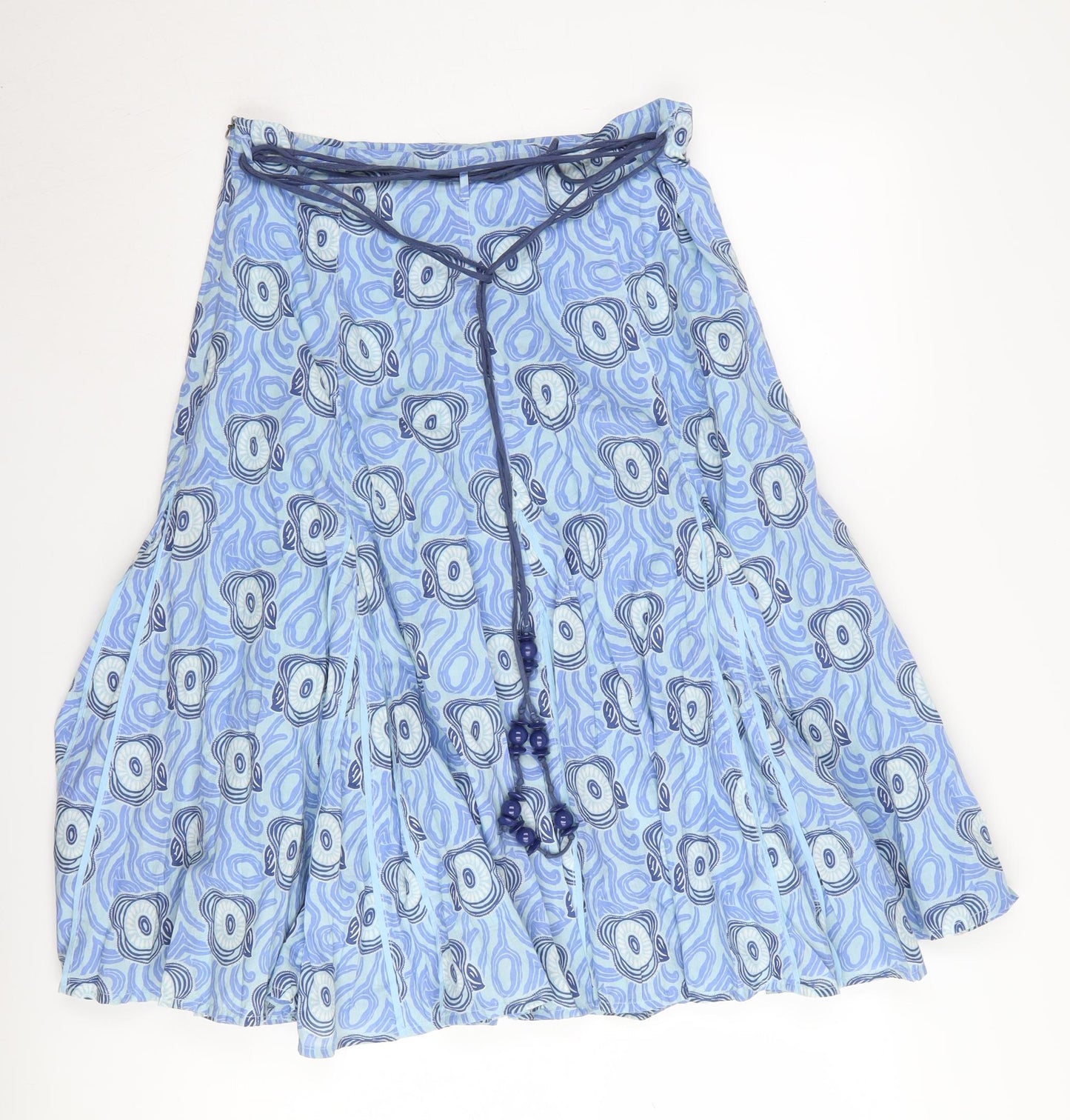 White Stuff Women's Blue A-Line Geometric Skirt, Size 10