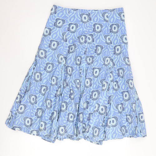 White Stuff Women's Blue A-Line Geometric Skirt, Size 10