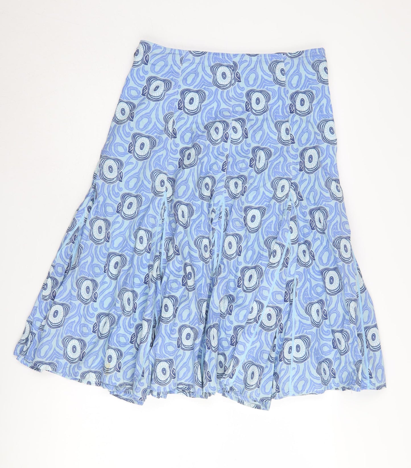White Stuff Women's Blue A-Line Geometric Skirt, Size 10